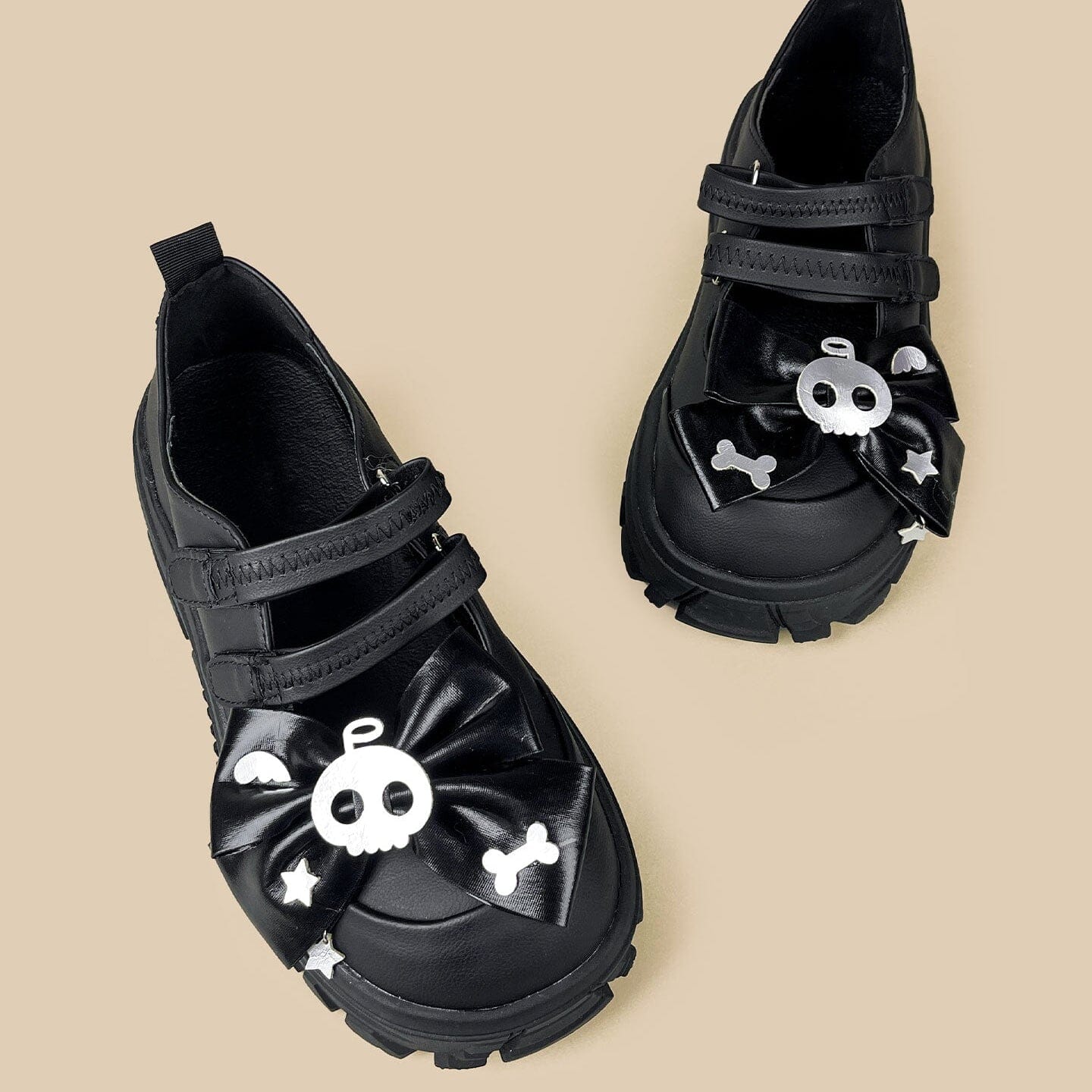 Black Skull Bow Dark Kawaii Chunky Mary Jane – Women's - Image 4