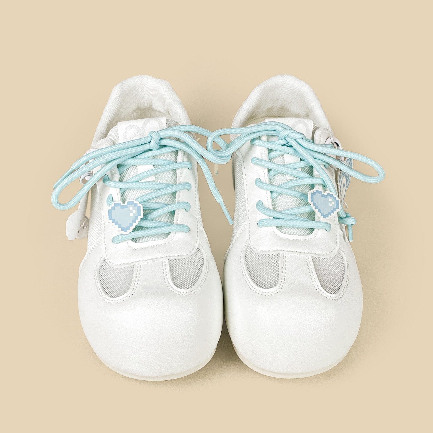 Blue Pixel Cat Charm White Mesh Sneakers – Women’s - Image 4