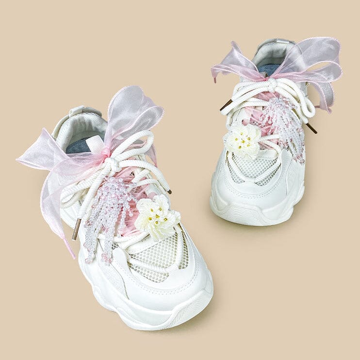 Cherry Blossom Pearl Kawaii Chunky Sneakers – Unisex - Image 3