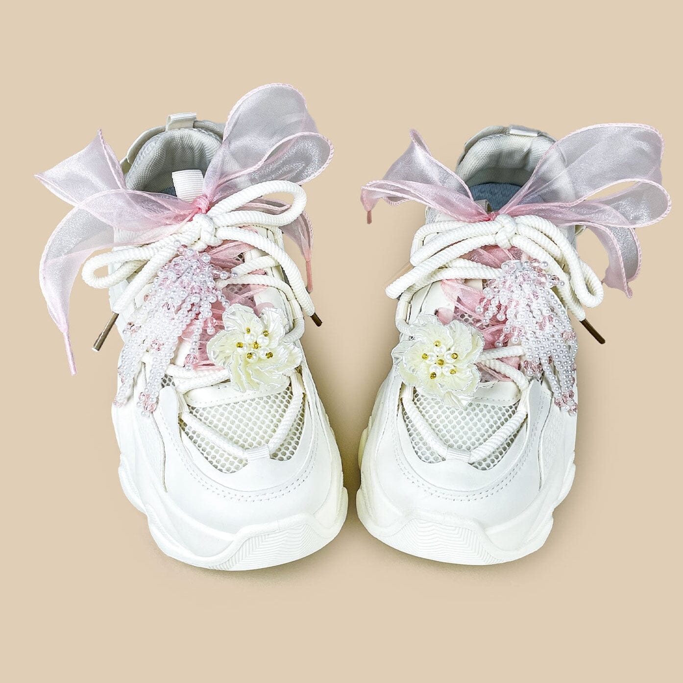 Cherry Blossom Pearl Kawaii Chunky Sneakers – Unisex - Image 5
