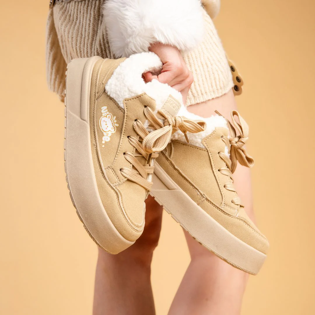 *CLEARANCE* Cozy Bear Ultra Chunky Beige Mid Top Shoes - Women's - Image 5