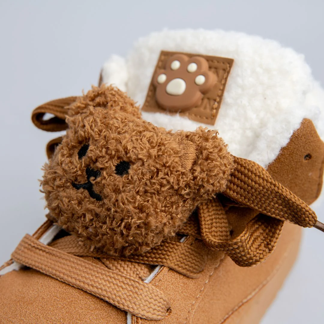 *CLEARANCE* Cozy Fluffy Bear Ultra Chunky Brown Mid Top Shoes - Women's - Image 4