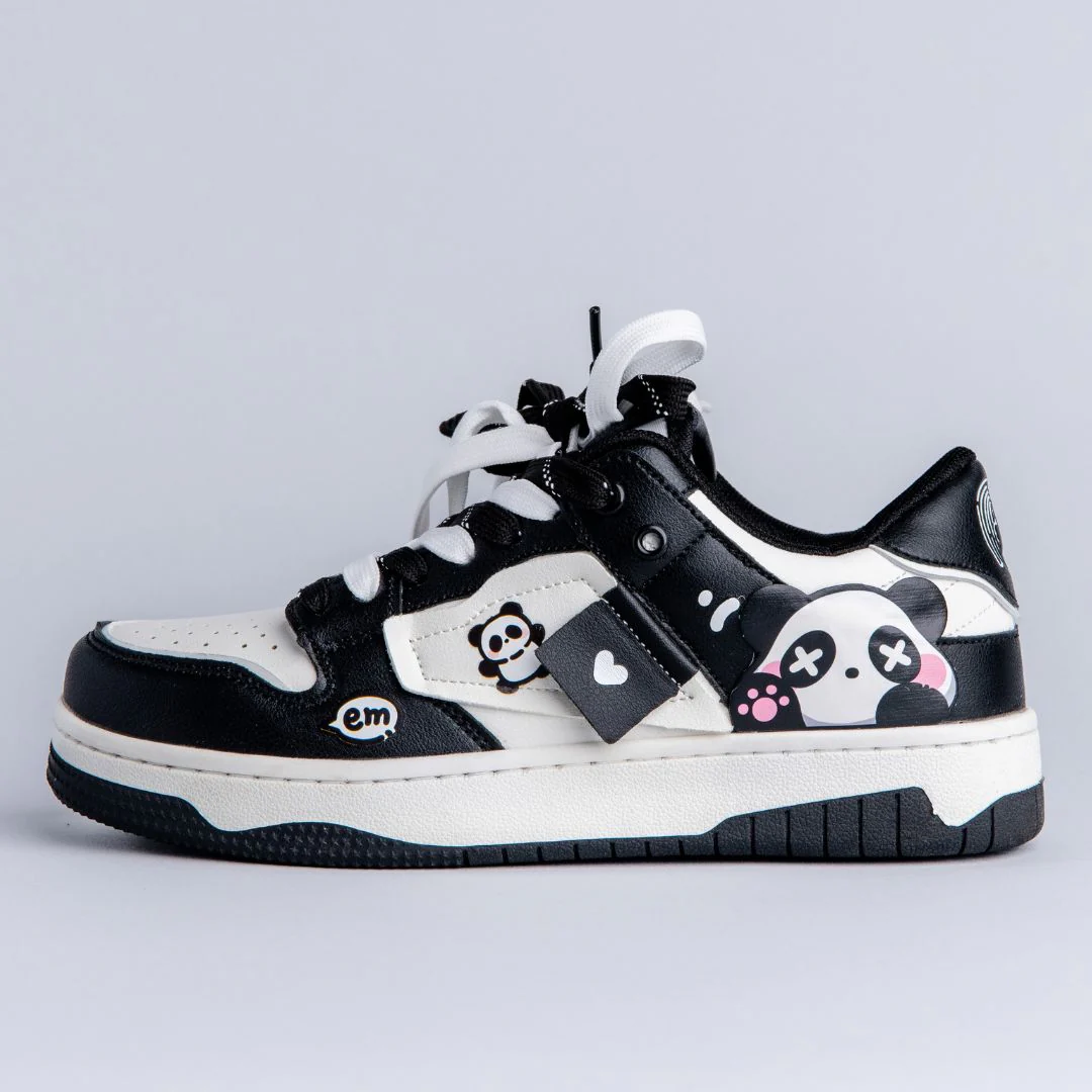 *CLEARANCE* Sparkly Eyed Panda Chunky Black Shoes - Unisex