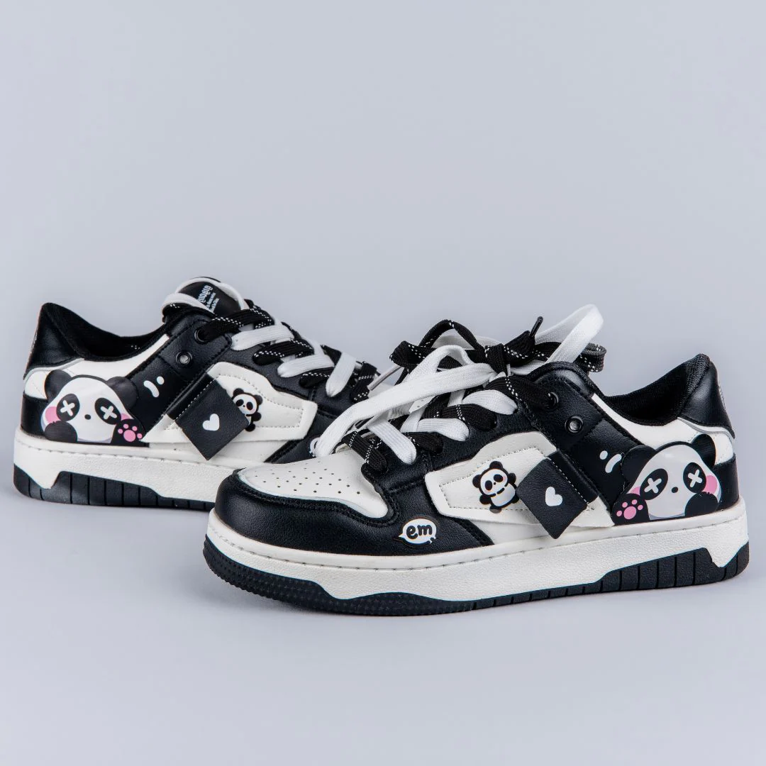 *CLEARANCE* Sparkly Eyed Panda Chunky Black Shoes - Unisex - Image 10