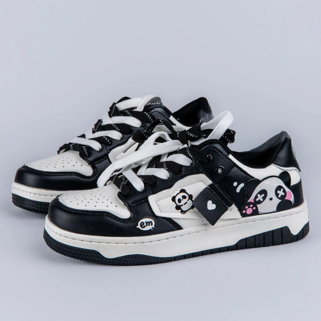 *CLEARANCE* Sparkly Eyed Panda Chunky Black Shoes - Unisex - Image 11