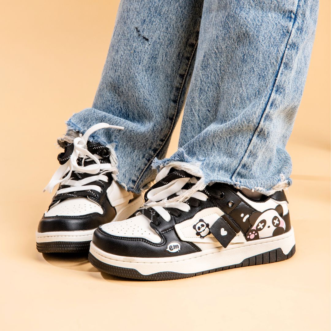 *CLEARANCE* Sparkly Eyed Panda Chunky Black Shoes - Unisex - Image 7