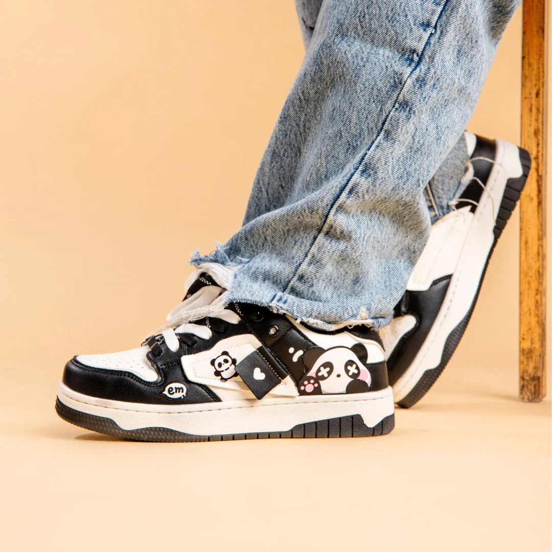 *CLEARANCE* Sparkly Eyed Panda Chunky Black Shoes - Unisex - Image 8