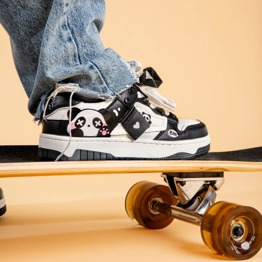 *CLEARANCE* Sparkly Eyed Panda Chunky Black Shoes - Unisex - Image 9