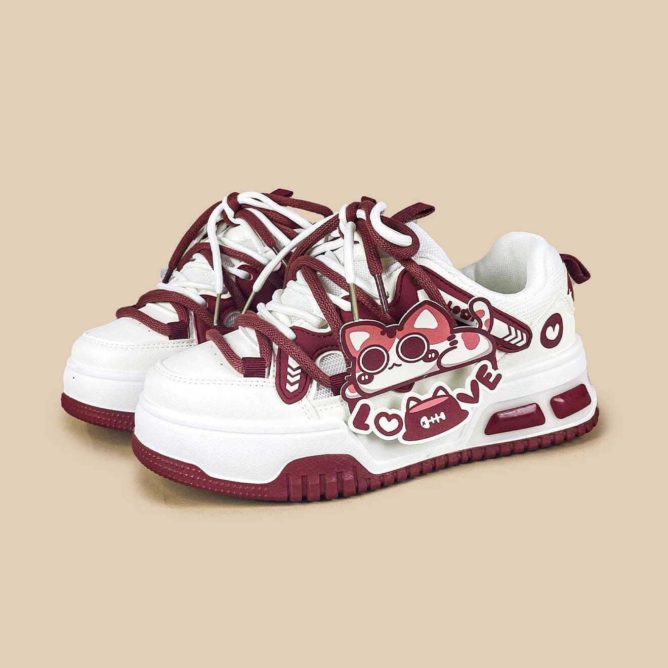 *CLEARANCE* Sweetheart Meow Chunky Casual Red Sneakers – Unisex - Image 4