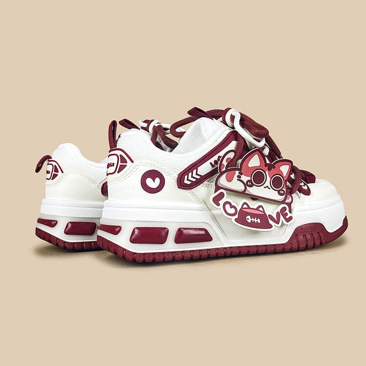 *CLEARANCE* Sweetheart Meow Chunky Casual Red Sneakers – Unisex - Image 6