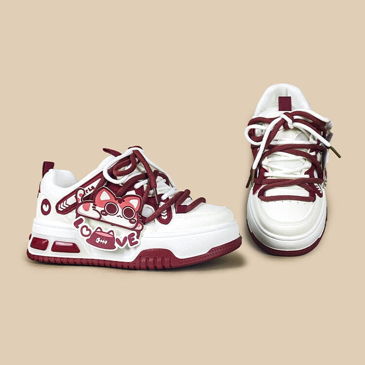 *CLEARANCE* Sweetheart Meow Chunky Casual Red Sneakers – Unisex - Image 7