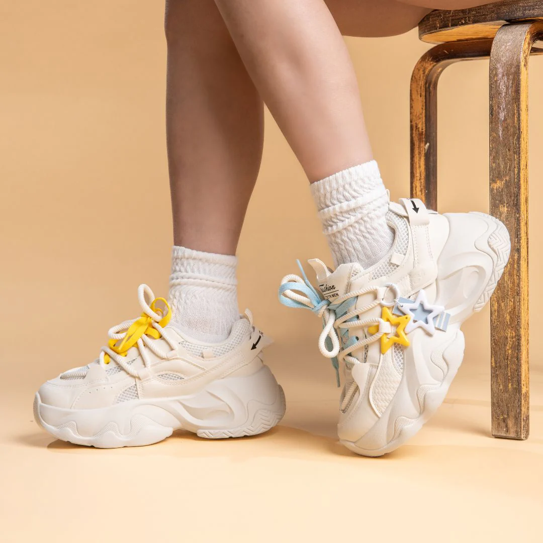 *CLEARANCE* Ultra Chunky Sole Bright Star White Sneakers - Women's - Image 5