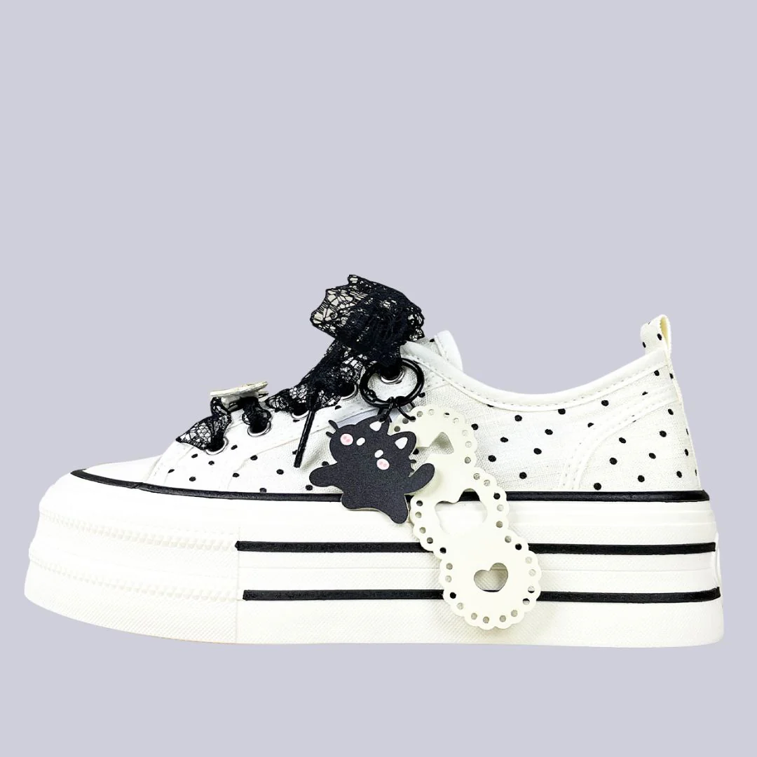 Dark Romance Polka Dot Cat Platform Sneakers – Women's - Image 2