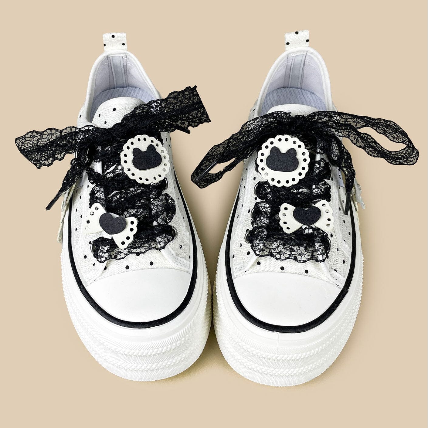 Dark Romance Polka Dot Cat Platform Sneakers – Women's - Image 3