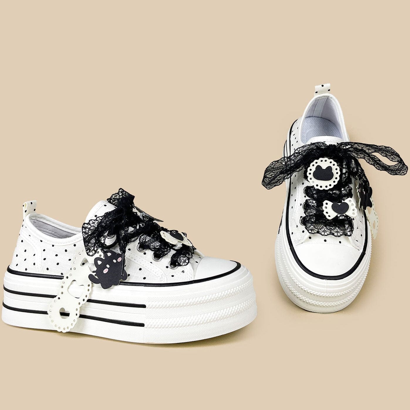 Dark Romance Polka Dot Cat Platform Sneakers – Women's - Image 4