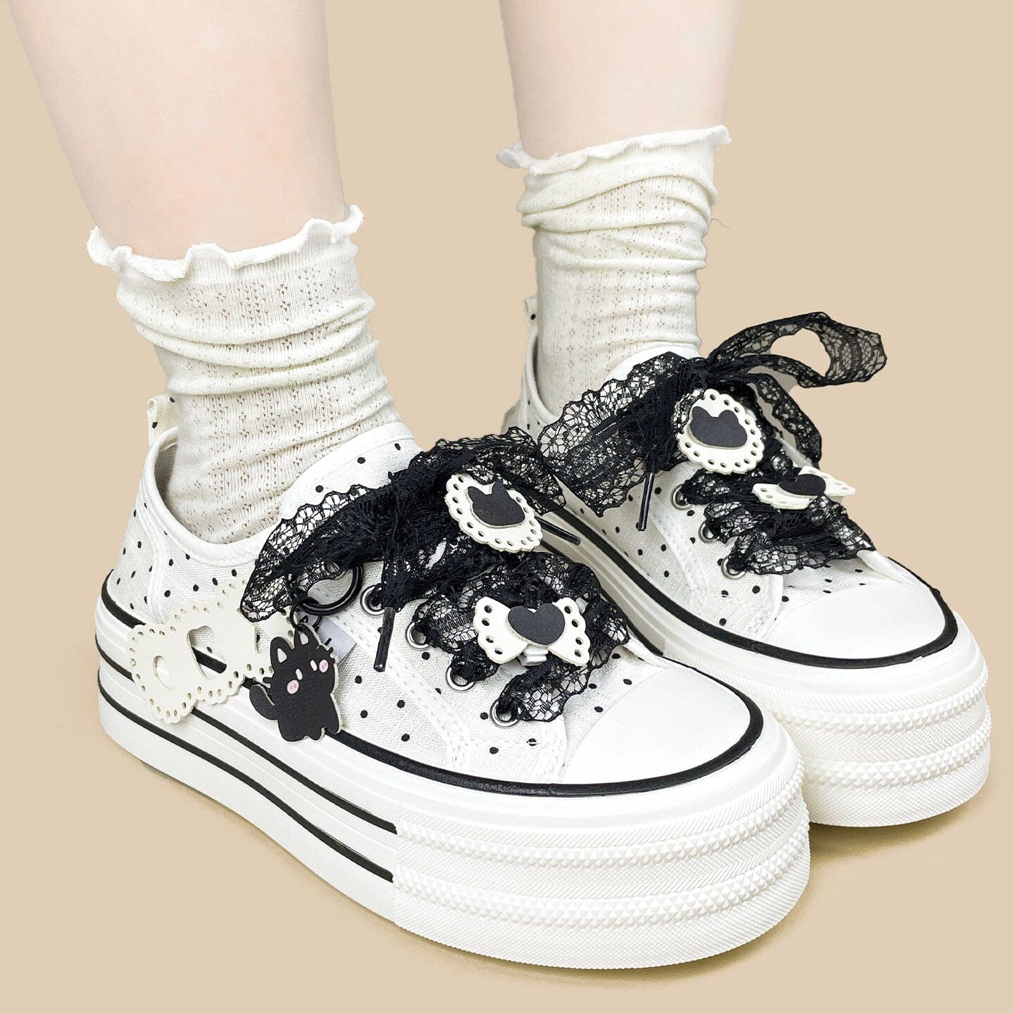 Dark Romance Polka Dot Cat Platform Sneakers – Women's - Image 8