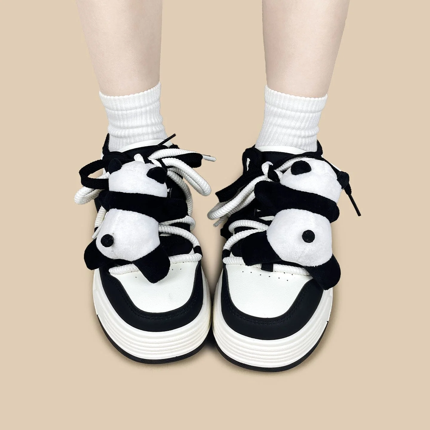 Happy Panda Plush Chunky Mid Top Shoes – Women's - Image 7