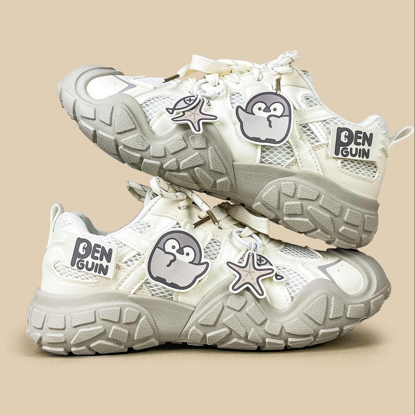 Haru the Penguin Kawaii Cream Chunky Sneakers – Women's - Image 3