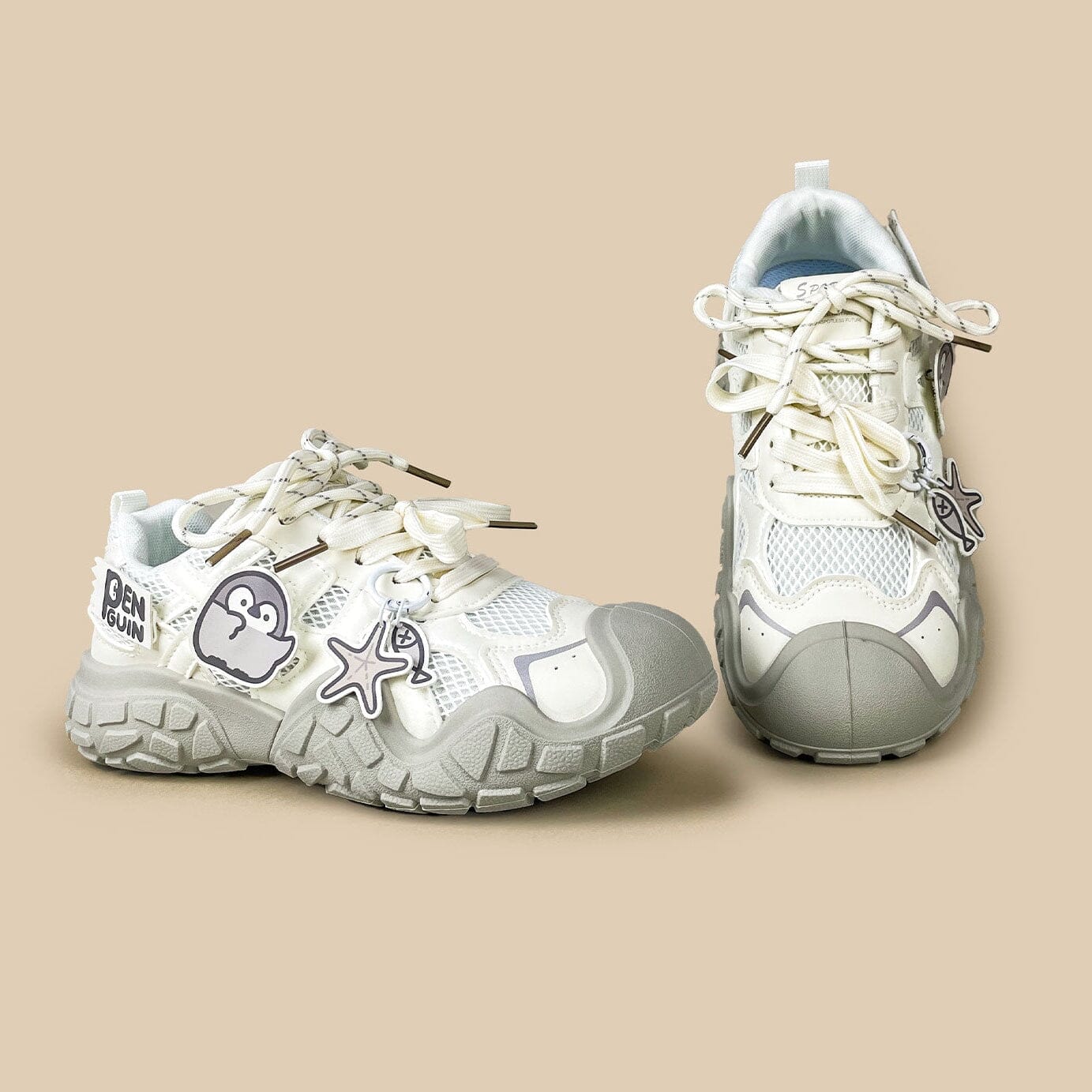 Haru the Penguin Kawaii Cream Chunky Sneakers – Women's - Image 4