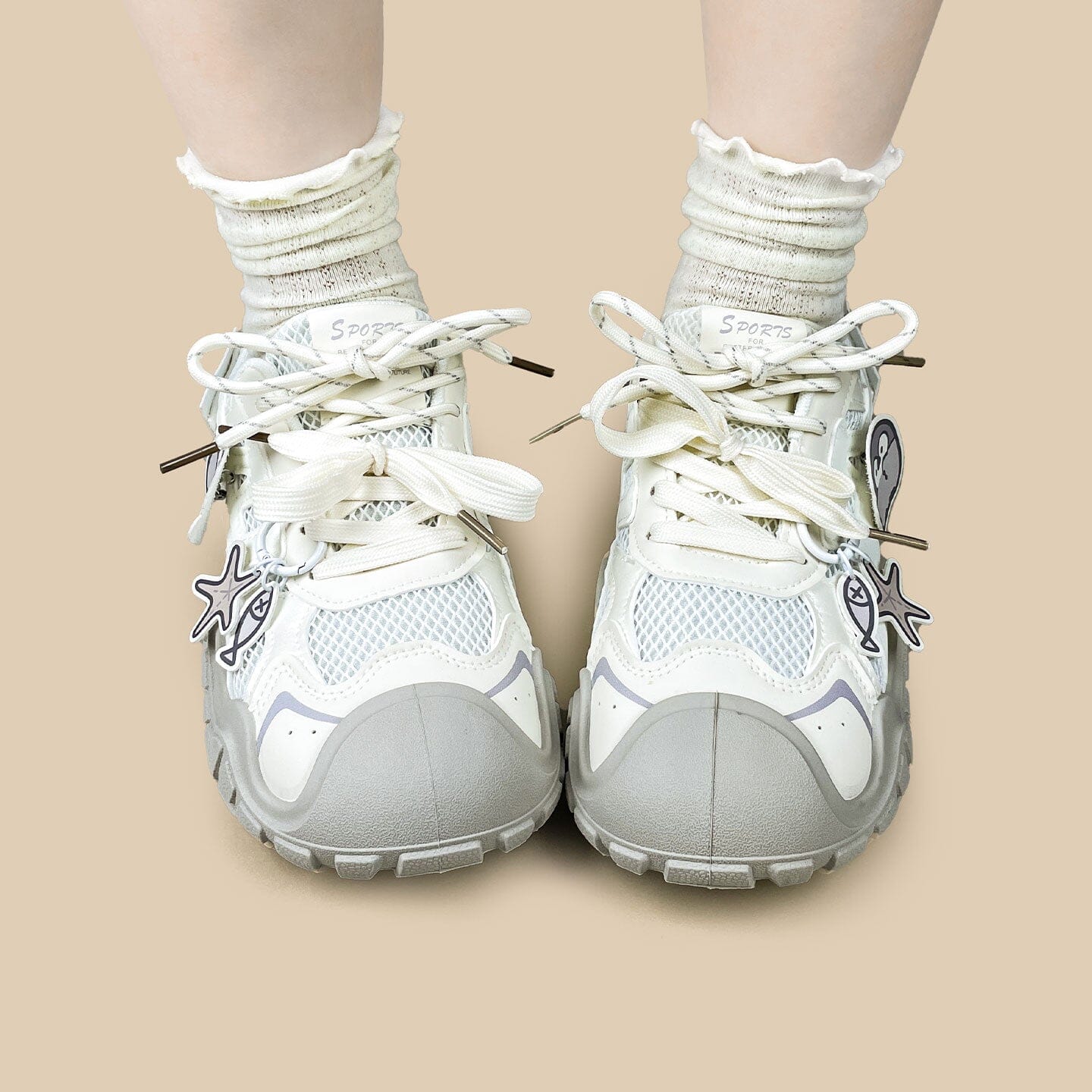 Haru the Penguin Kawaii Cream Chunky Sneakers – Women's - Image 9