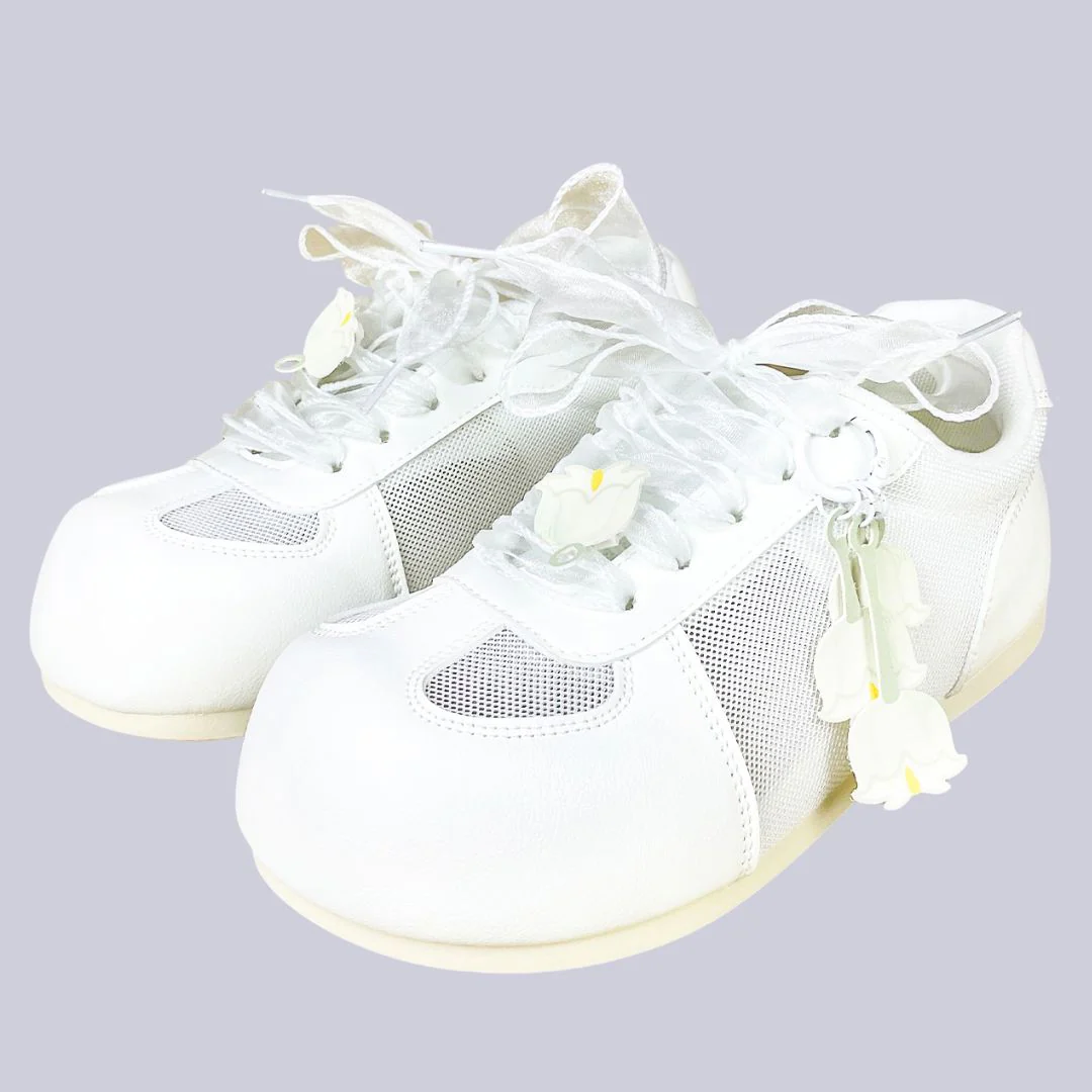Lily of the Valley White Mesh Sneakers – Women’s