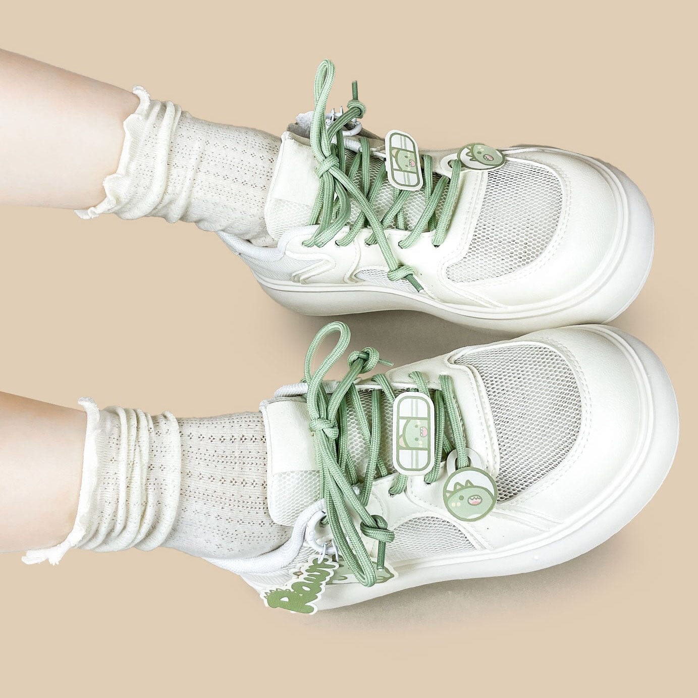 Matcha Dino Rawr Chunky Mesh Platform Sneakers – Women's - Image 10