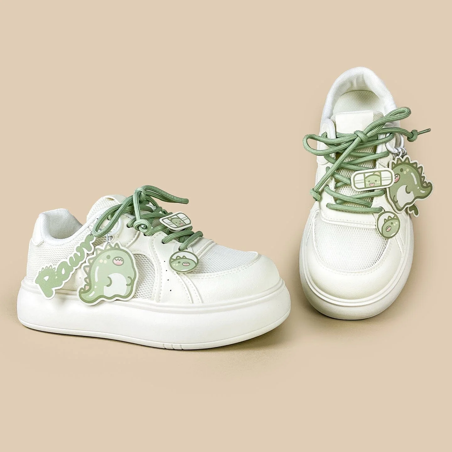 Matcha Dino Rawr Chunky Mesh Platform Sneakers – Women's - Image 4