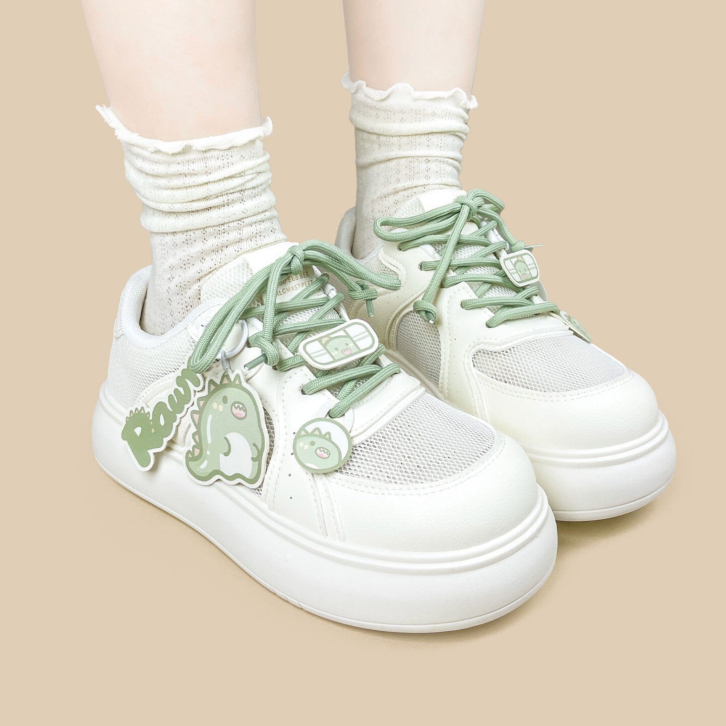 Matcha Dino Rawr Chunky Mesh Platform Sneakers – Women's - Image 7