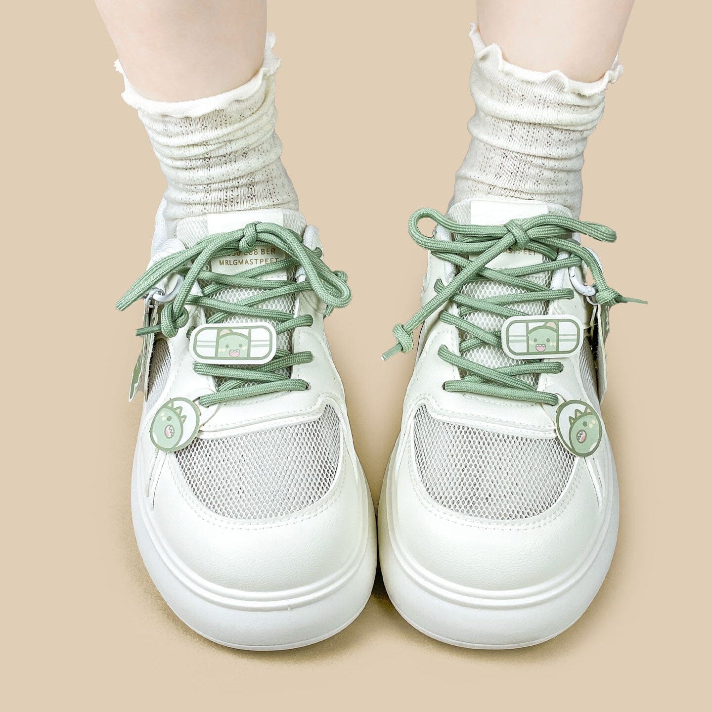Matcha Dino Rawr Chunky Mesh Platform Sneakers – Women's - Image 9