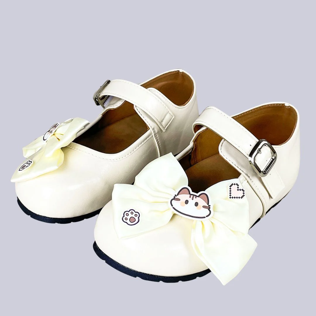 Porcelain Neko Bow Kawaii Flat Mary Janes – Women's