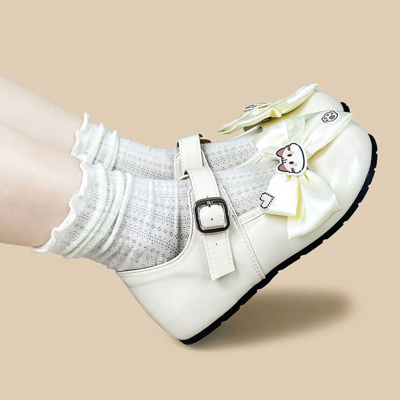 Porcelain Neko Bow Kawaii Flat Mary Janes – Women's - Image 10