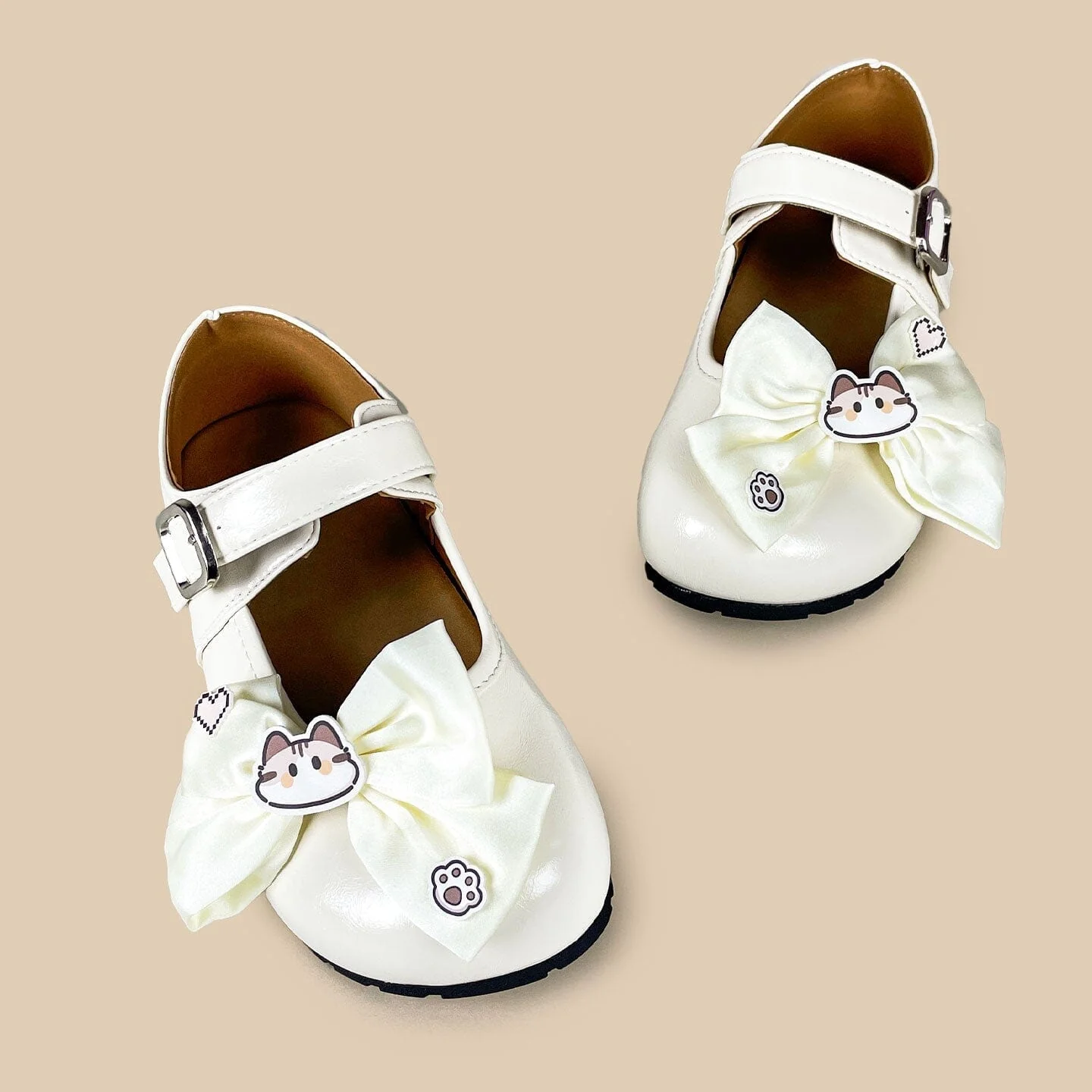 Porcelain Neko Bow Kawaii Flat Mary Janes – Women's - Image 3