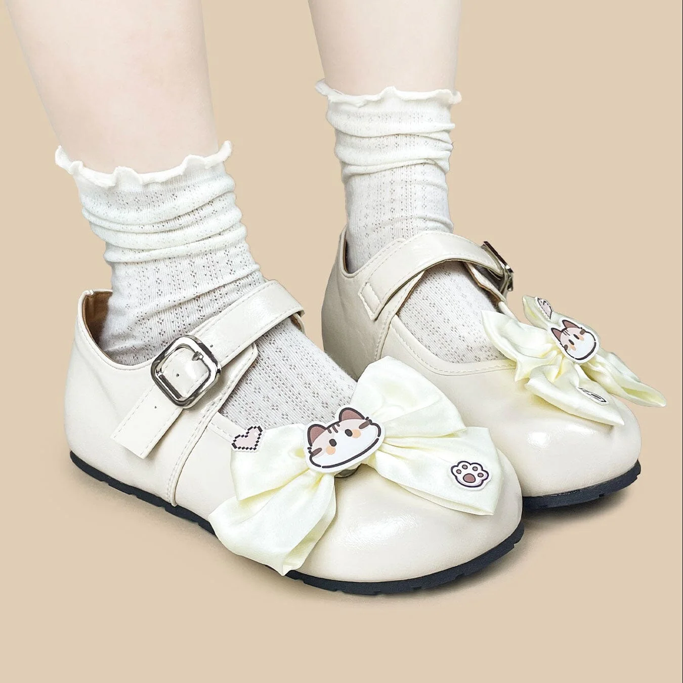 Porcelain Neko Bow Kawaii Flat Mary Janes – Women's - Image 8