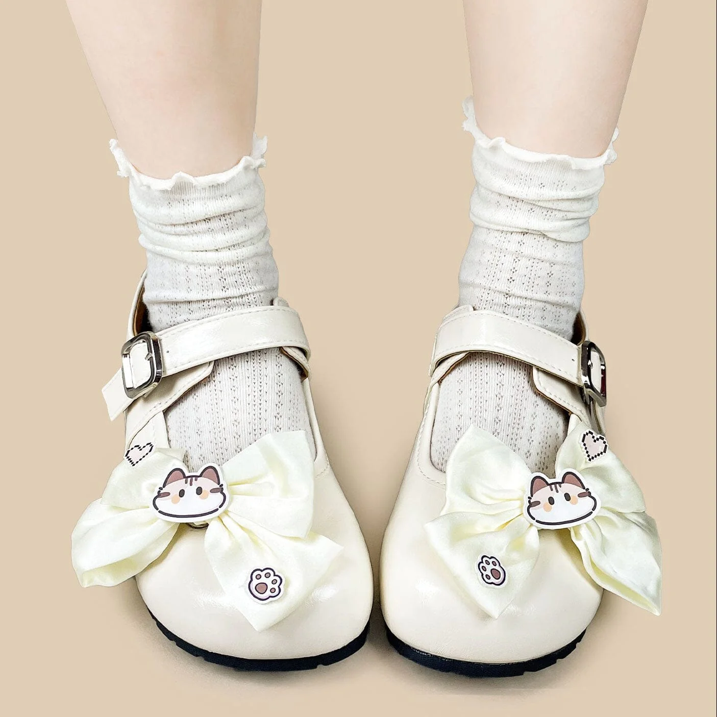 Porcelain Neko Bow Kawaii Flat Mary Janes – Women's - Image 9