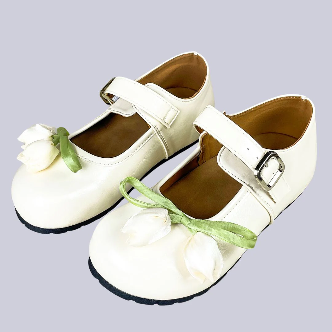Porcelain Tulip Bow Kawaii Flat Mary Janes – Women's