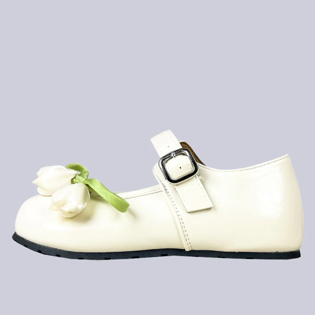 Porcelain Tulip Bow Kawaii Flat Mary Janes – Women's - Image 2