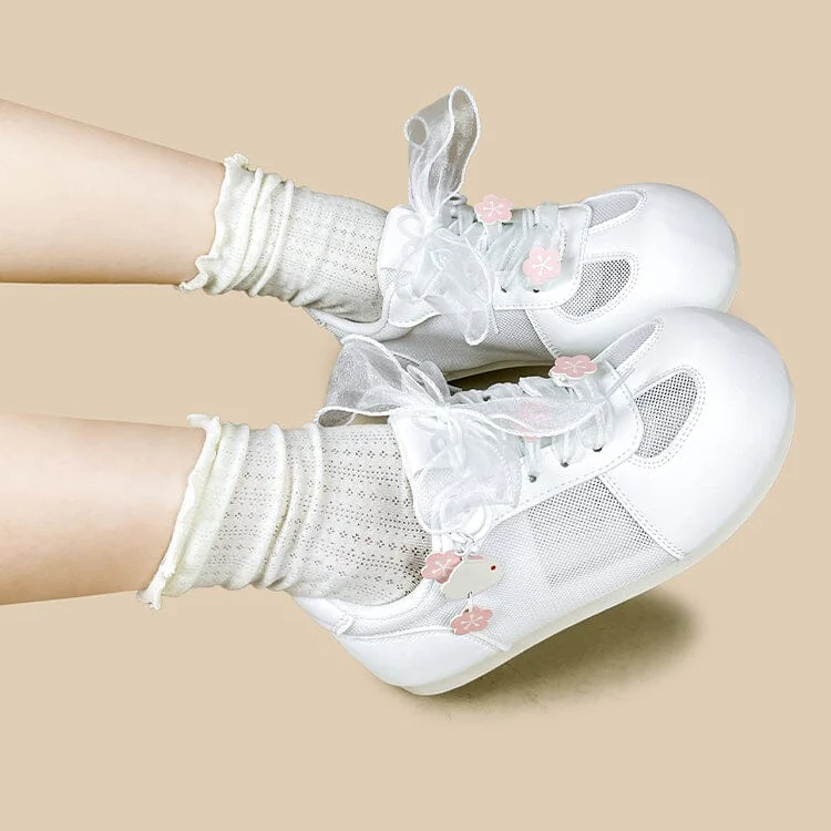 Sakura Bunny Charm White Mesh Sneakers – Women’s - Image 10