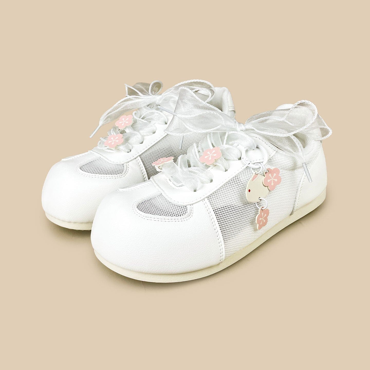 Sakura Bunny Charm White Mesh Sneakers – Women’s - Image 3