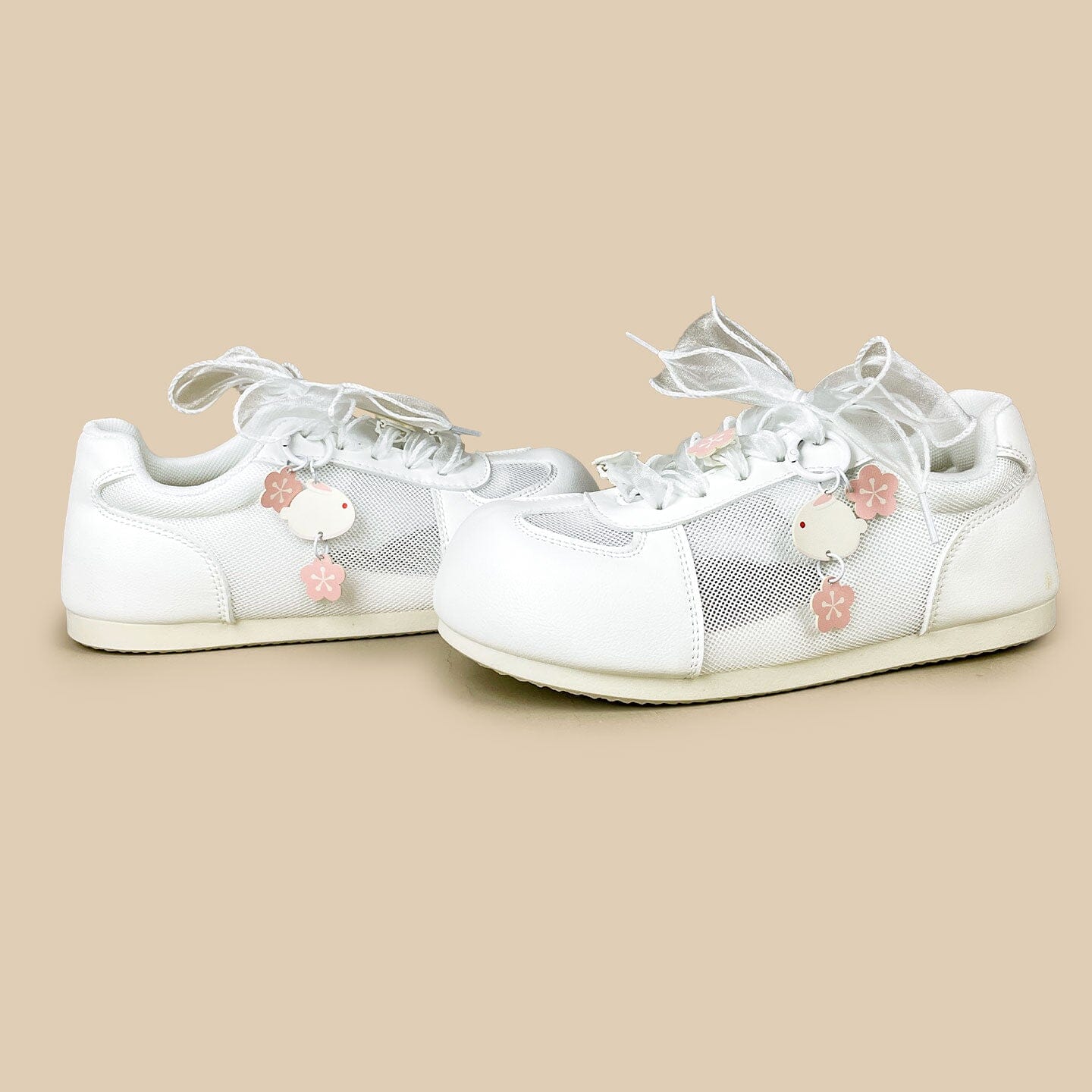 Sakura Bunny Charm White Mesh Sneakers – Women’s - Image 4
