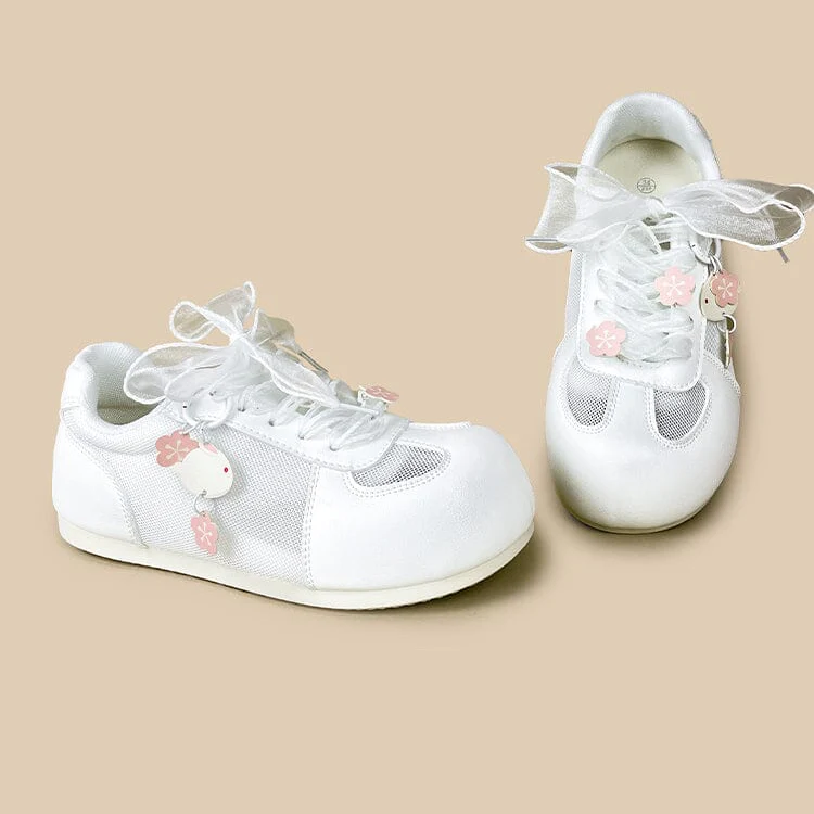 Sakura Bunny Charm White Mesh Sneakers – Women’s - Image 5
