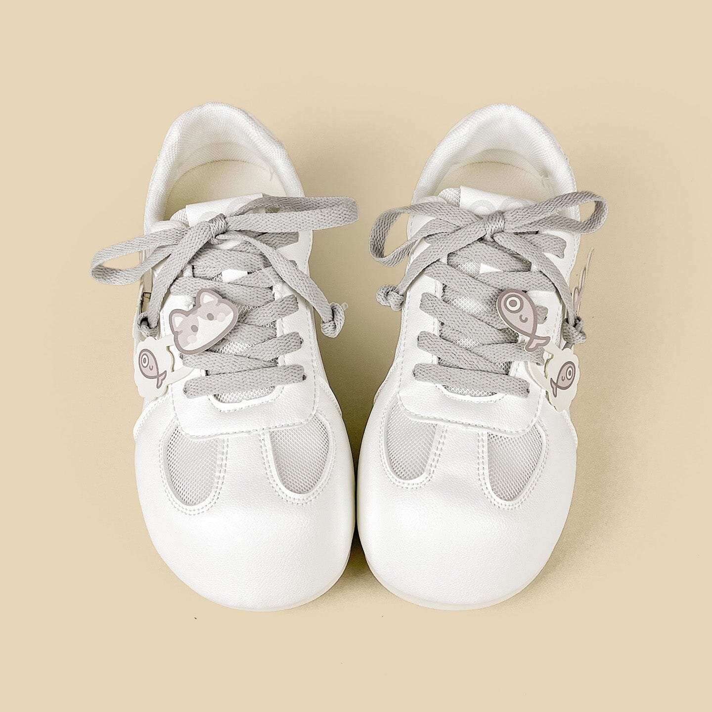 Tabby & Fish Kawaii White Mesh Sneakers – Women’s - Image 3