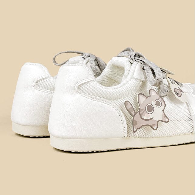 Tabby & Fish Kawaii White Mesh Sneakers – Women’s - Image 4